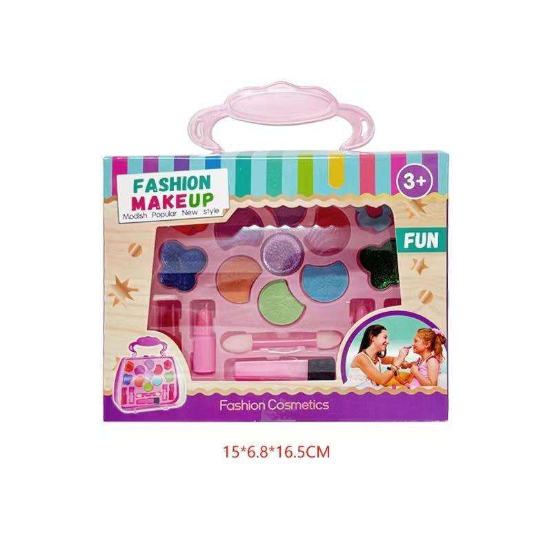 Kids Fashion Makeup Kit  Washable Pretend Play Set with Lipsticks, Eye Shadows & Applicators