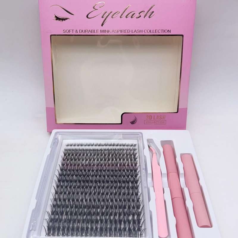 3D Mink Cluster Eyelash Extension Kit  Soft & Durable Lashes with Tools (Reusable)