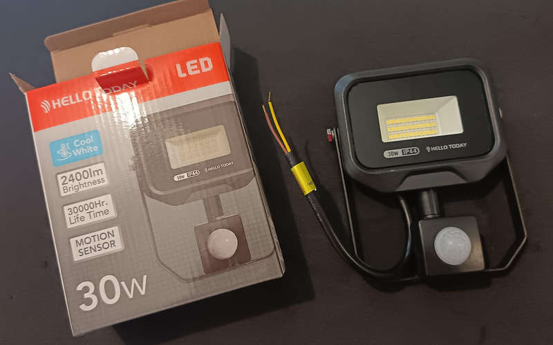 LED flood light with motion sensor, 30W