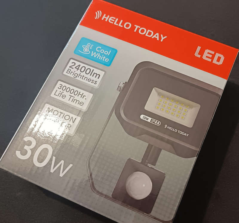 LED flood light with motion sensor, 30W