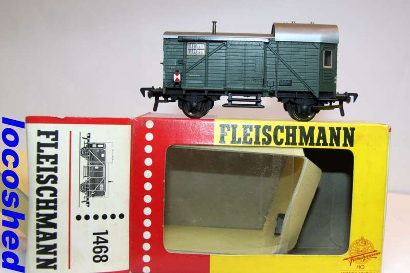 H0 gge.1/87 83 mm DB Guard Van dk.green, mint in orig.box Fleischmann 1468