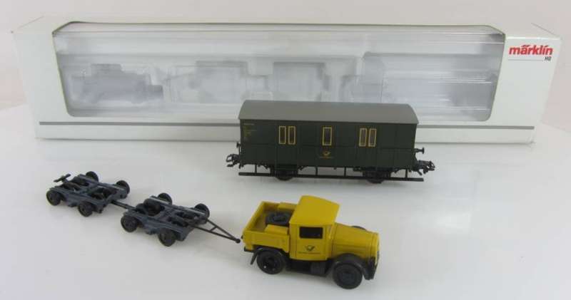 H0 gauge 1/87  RAILonROAD H.Duty Road Rig move rail waggons on Road, mint in orig.box Maerklin 45071