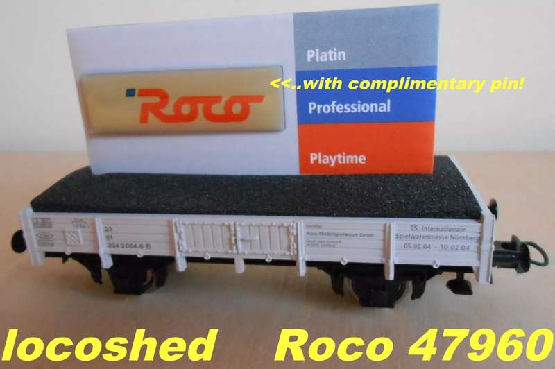 H0 gauge 1/87 83mm DB low-sided flat goods wagon, white, mint in orig.box Roco 47960