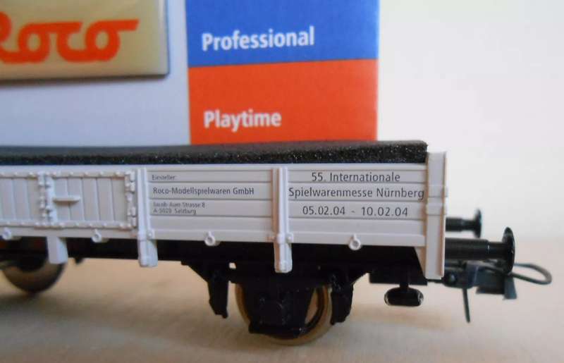 H0 gauge 1/87 83mm DB low-sided flat goods wagon, white, mint in orig.box Roco 47960
