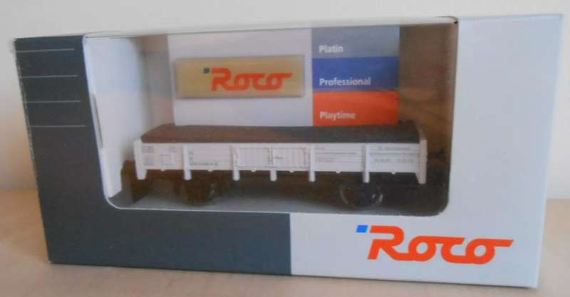 H0 gauge 1/87 83mm DB low-sided flat goods wagon, white, mint in orig.box Roco 47960
