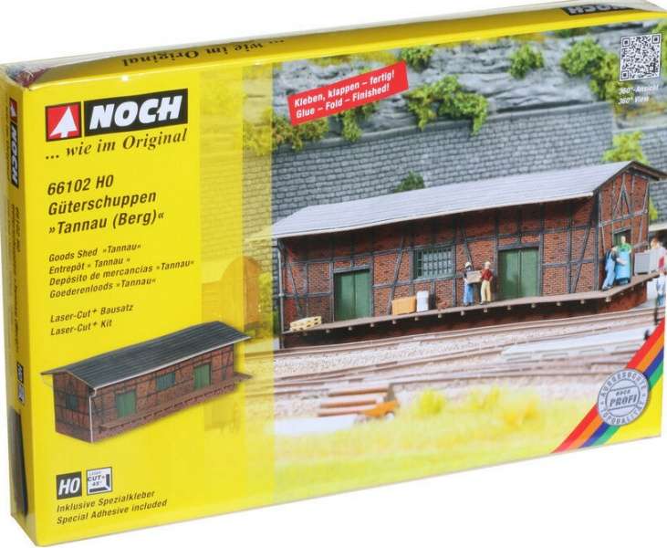H0 gauge GOODS SHED 'TANNAU' (203x100mm) lasercut building kit, #H0.1-87-HO. 2/Noch.66102