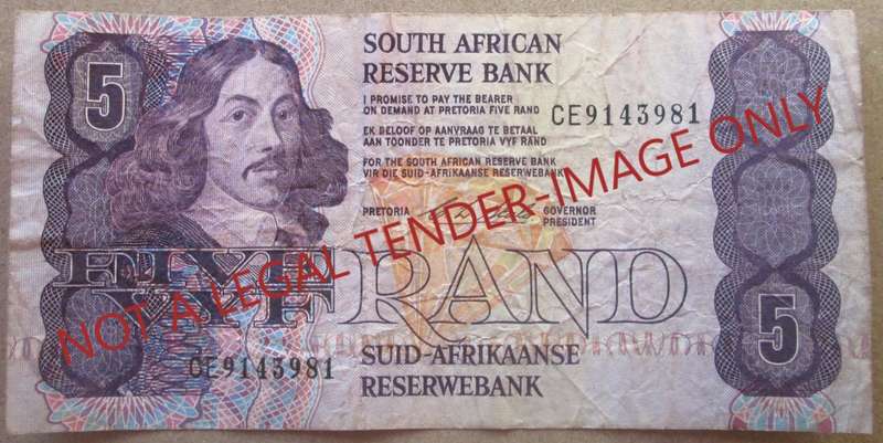 Five Rand South Africa Serial Nr CE9143981