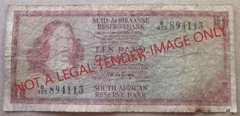 One Rand South Africa Serial Nr B425 894113