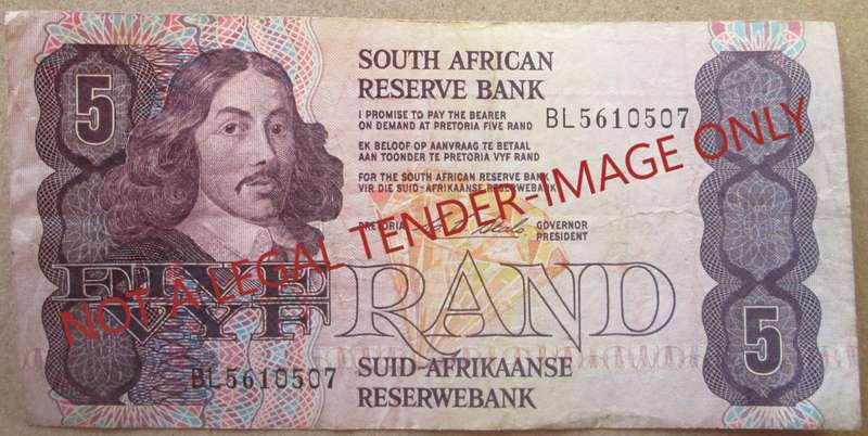 Five Rand South Africa Serial Nr BL5610507