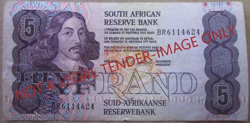 Five Rand South Africa Serial Nr BR6114624