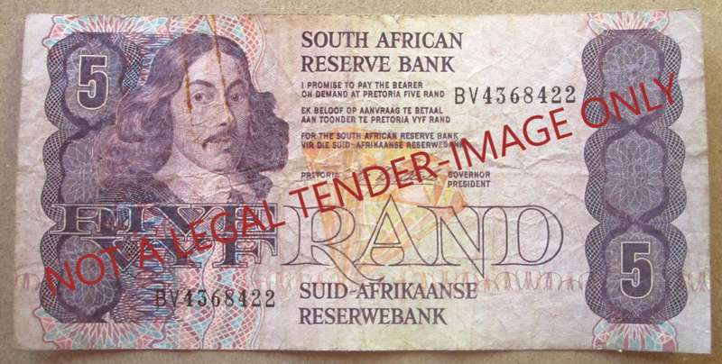 Five Rand South Africa Serial Nr BV4368422