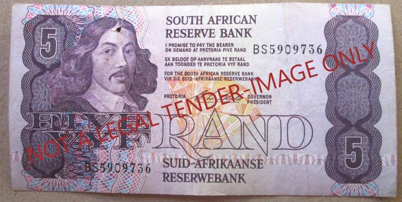 Five Rand South Africa Serial Nr BS5909736