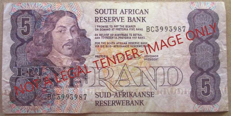 Five Rand South Africa Serial Nr BC3993987
