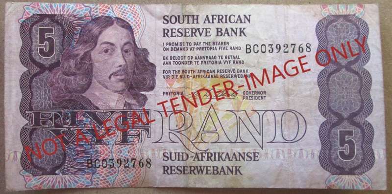 Five Rand South Africa Serial Nr BC0392768