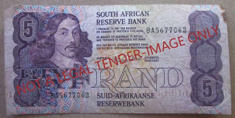 Five Rand South Africa Serial Nr BA5677062