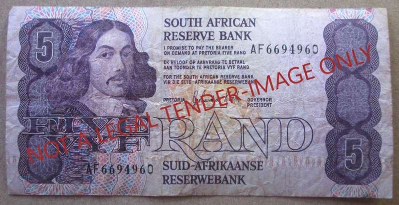 Five Rand South Africa Serial Nr AF6694960