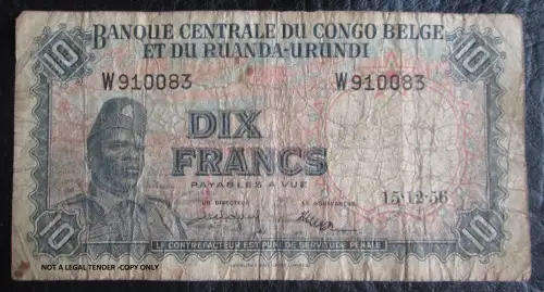 1956 Belgian Congo Serial Nr W910083
