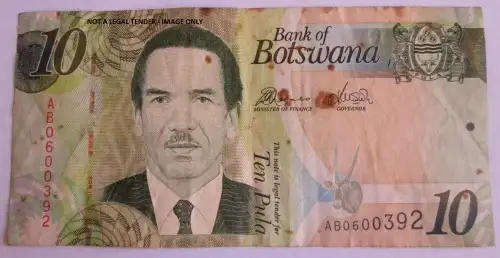 10 Pula Botswana Serial No AB0600392