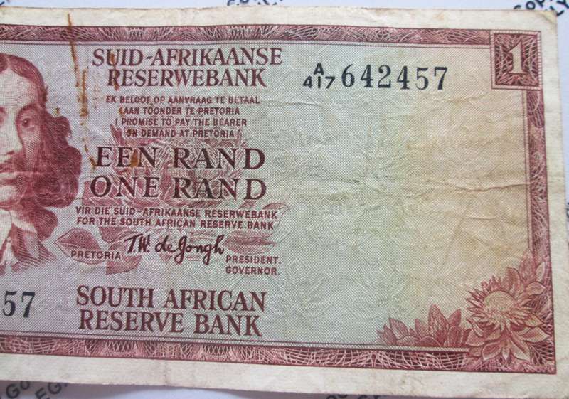 One Rand Republic of South Africa Serial Nr A417 642457