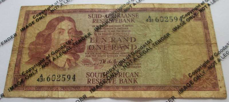 One Rand Republic of South Africa Serial Nr A431 602594