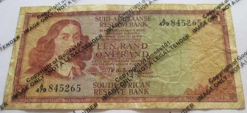 One Rand Republic of South Africa Serial Nr A479 845265