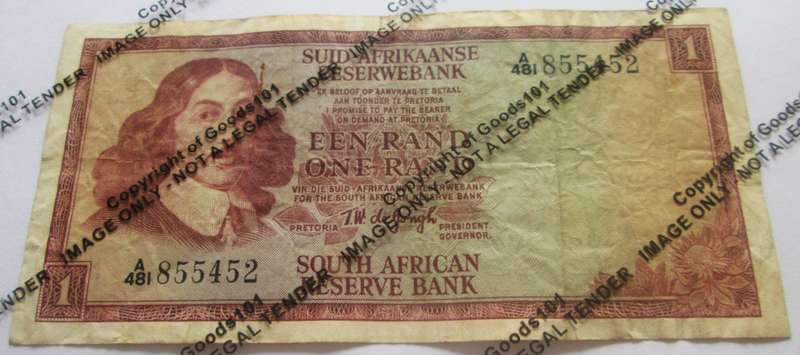 One Rand Republic of South Africa Serial Nr A481 855452