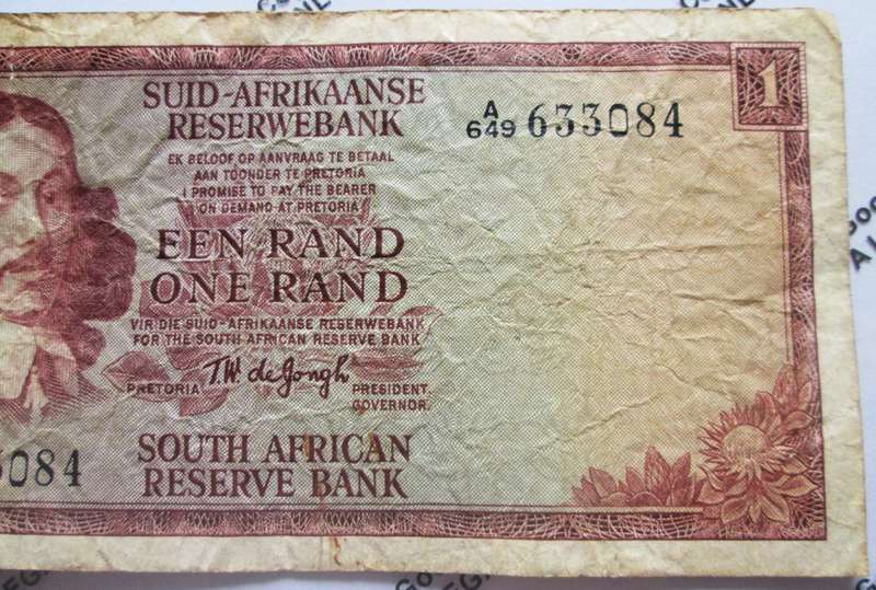 One Rand Republic of South Africa Serial Nr A649 633084