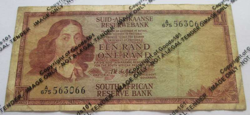 One Rand Republic of South Africa Serial Nr A675 563066