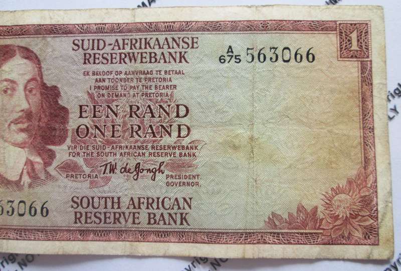 One Rand Republic of South Africa Serial Nr A675 563066