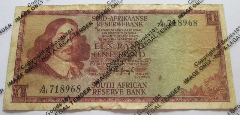 One Rand Republic of South Africa Serial Nr A741 718968