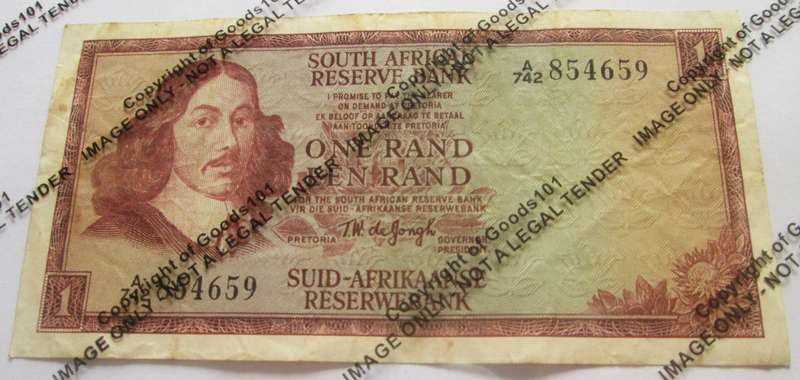 One Rand Republic of South Africa Serial Nr A742 854659