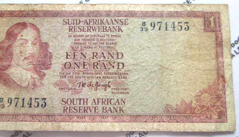 One Rand Republic of South Africa Serial Nr B39 971453
