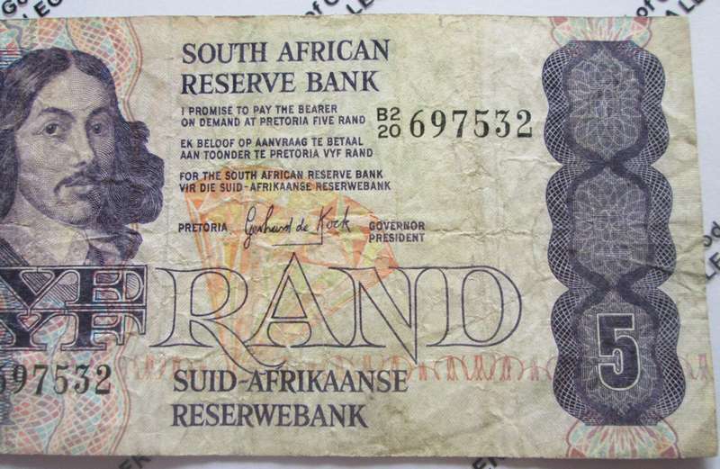Five Rand Republic of South Africa Serial Nr B220 697532