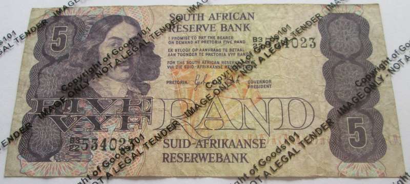 Five Rand Republic of South Africa Serial Nr B322 534023