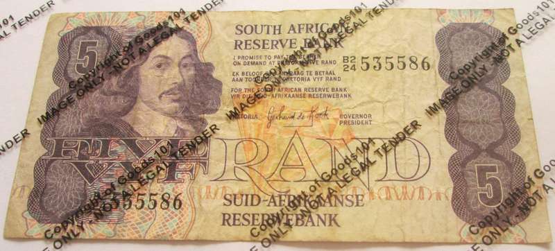 Five Rand Republic of South Africa Serial Nr B224 535586