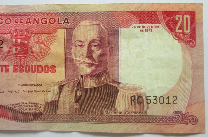 1972 Angola 20 Escudos Serial No RC 53012