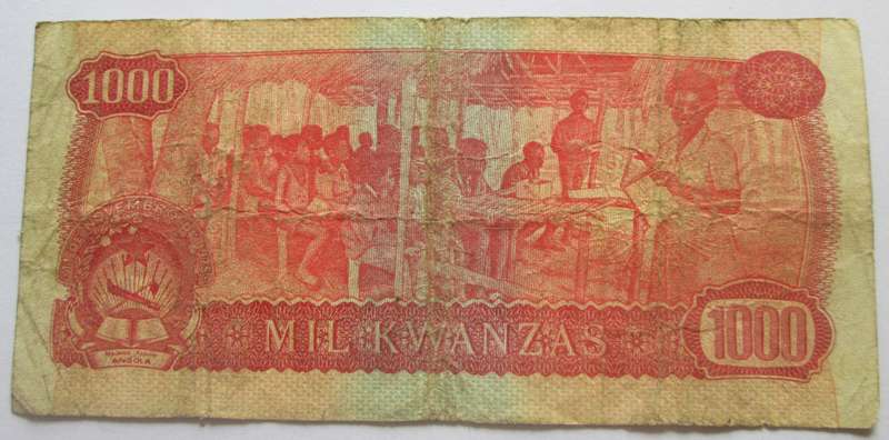 1976 Angola 1000 Kwanzas Serial No AR 992790
