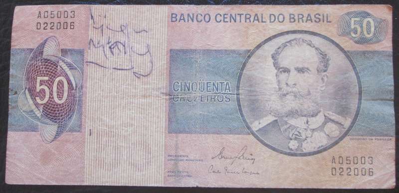 Brasil 50 Cruzeiros Serial No A05003 022006