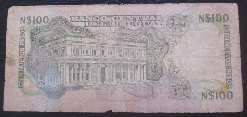 1987 Uruguay 100 Nuevos Pesos Serial No 03793653