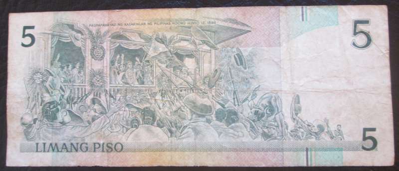 1985 - 1994 Philippines 5 Piso Serial No Fl290527