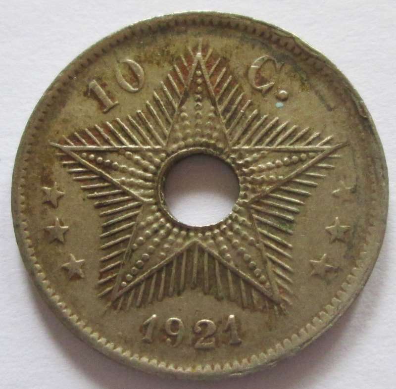 1921 Belgium Congo 10 Centimes