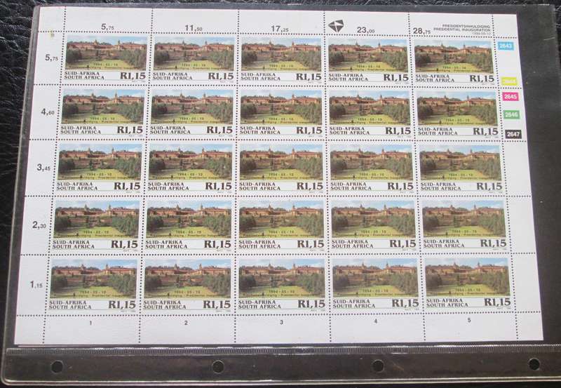 1994 South Africa Presidential Inauguration Parliament Stamps Sheet