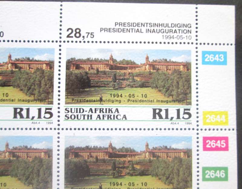 1994 South Africa Presidential Inauguration Parliament Stamps Sheet