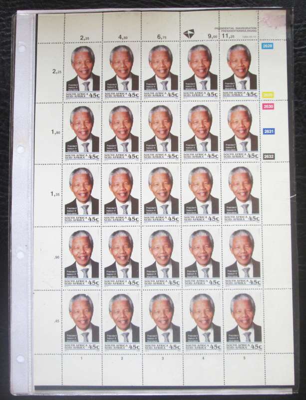1994 South Africa Presidential Inauguration Nelson Mandela Stamps Sheet