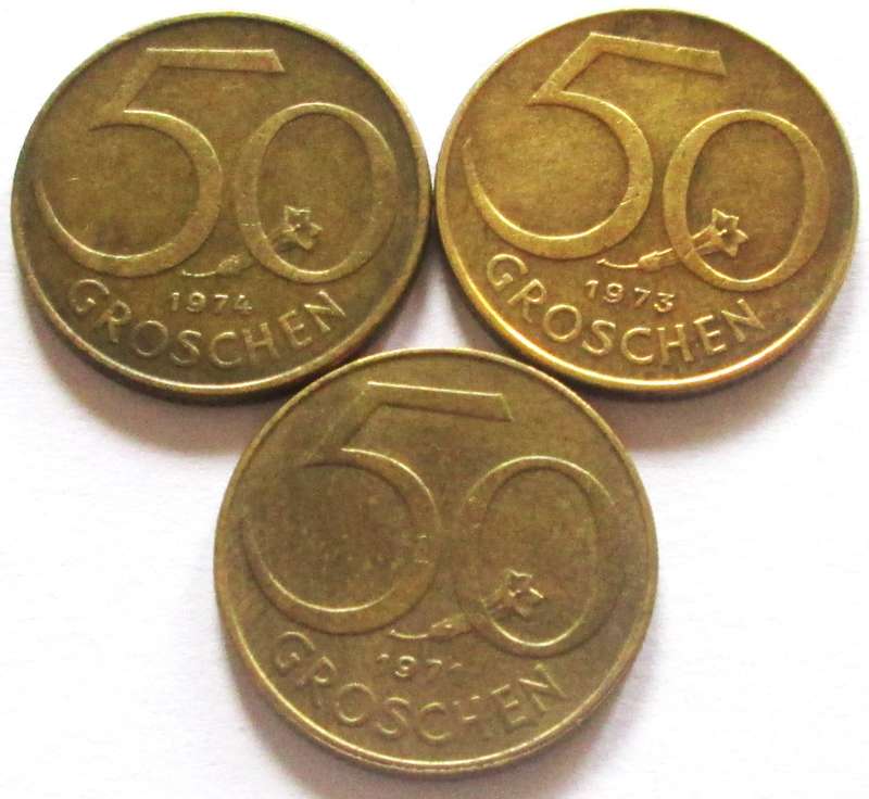 50 Groschen Austria 1971 + 1973 + 1974