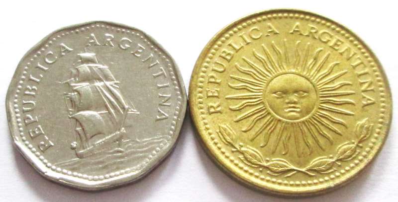 5 Pesos Argentina 1965 + 1976