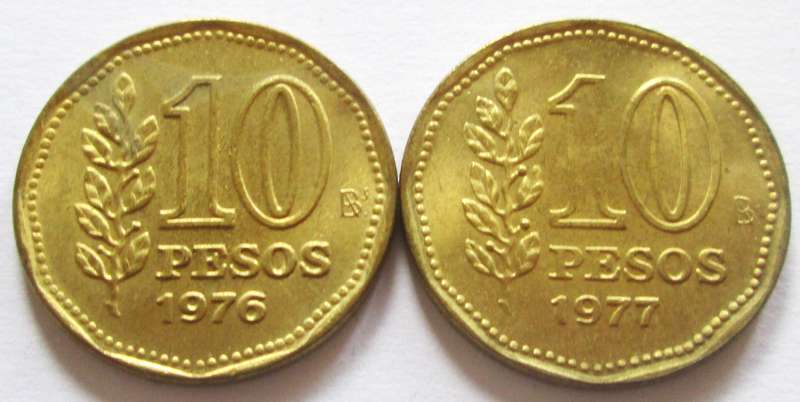 10 Pesos Argentina 1976 + 1977