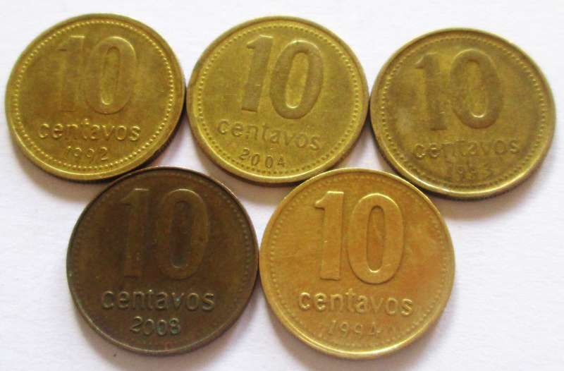 10 Centavos Argentina 1992 - 1994 + 2004 + 2008