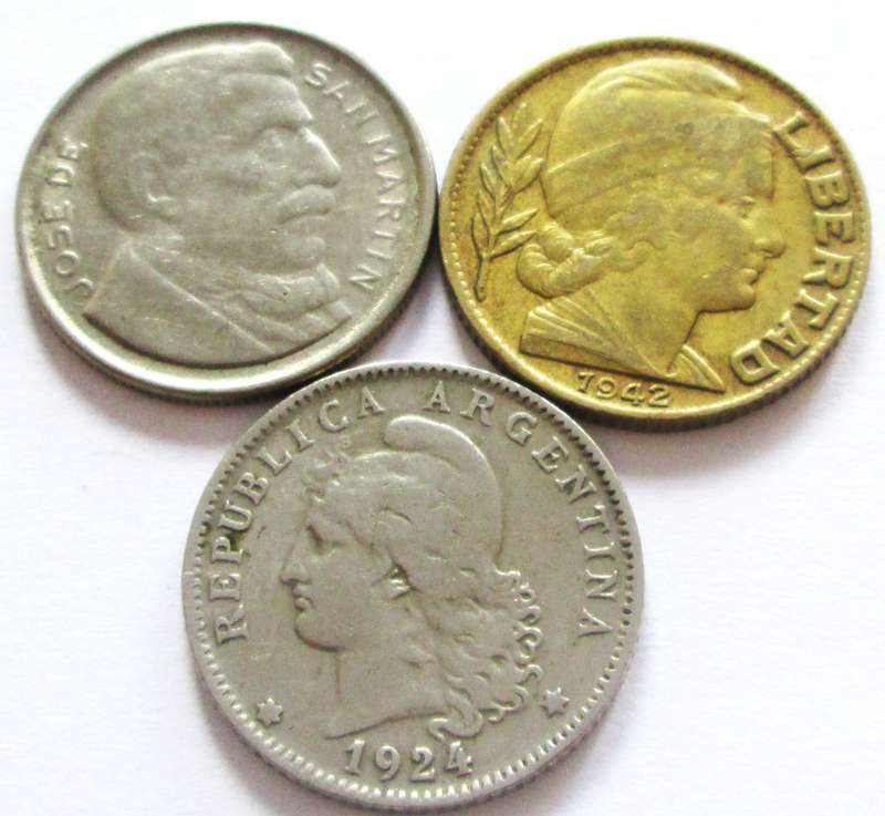 20 Centavos Argentina 1924 + 1942 + 1952