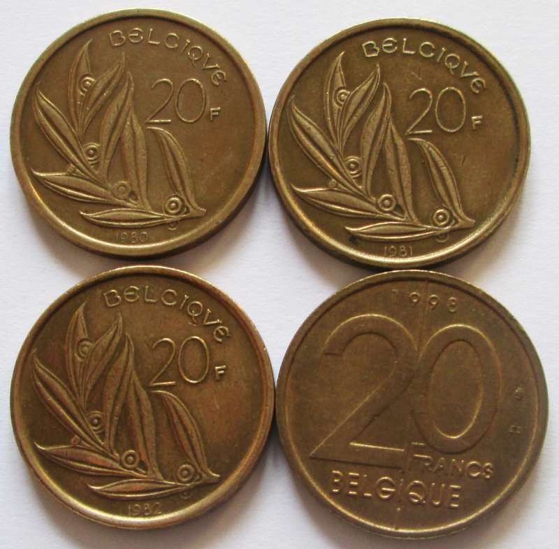 20 Francs Belgium 1980 - 1982 + 1998